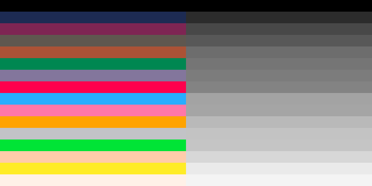 PICO-8 color palette (sorted)